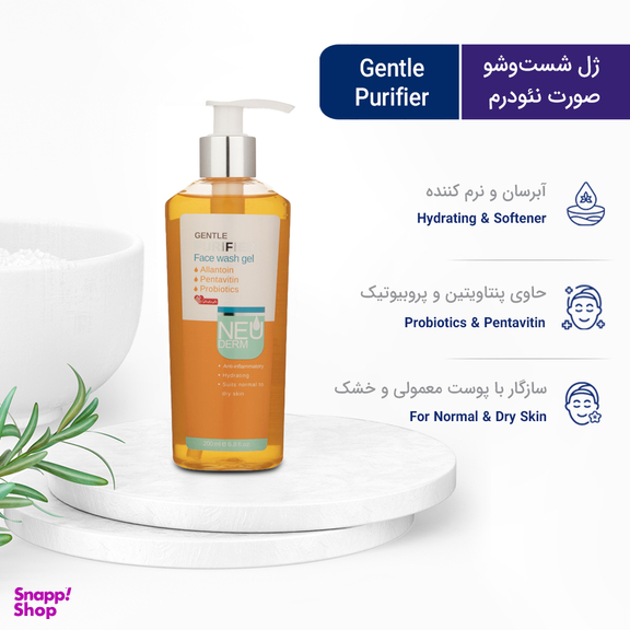 ژل شستشوی صورت نیودرم مدل Gentle Purifier کد 01 حجم 200 میلی لیتر