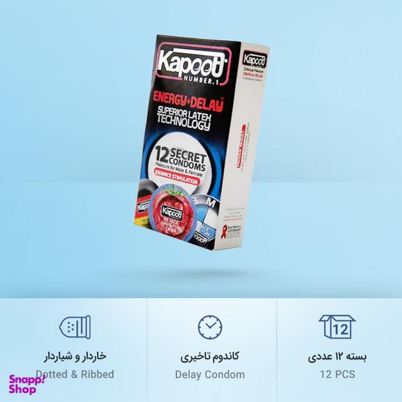 کاندوم تاخیری کاپوت مدل Energy Delay بسته 12 عددی