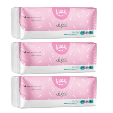 نوار بهداشتی پنبه ریز (Panberes) مدل لارج بلو سایز بزرگ بسته 10 عددی مجموعه 3 عددی