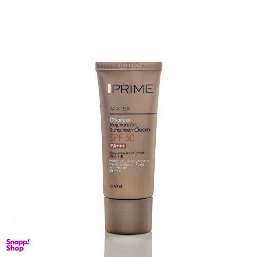کرم ضد آفتاب بدون رنگ جوان کننده پریم (Prime) با Spf 50 حجم 40 میلی لیتر