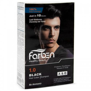 شامپو رنگ مو مردانه فاربن (Farben) رنگ مشکی حجم 300 میلی لیتر