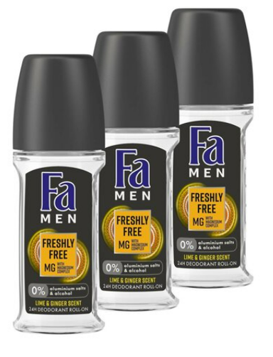 رول ضد تعریق مردانه فا (FA) مدل FRESHLY FREE LIME حجم 50 میل لیتر بسته 3 عددی