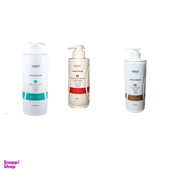 پک آمازون لیس (Amazonliss) حاوی شامپو مو 1000 میلی لیتر+ماسک مو 1000 میلی لیتر+کرم مو 300 میلی لیتر مجموعه 3 عددی