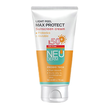 کرم ضد آفتاب نیودرم (Neuderm) مدل مکس پروتکت فاقد چربی با Spf 50 بی رنگ