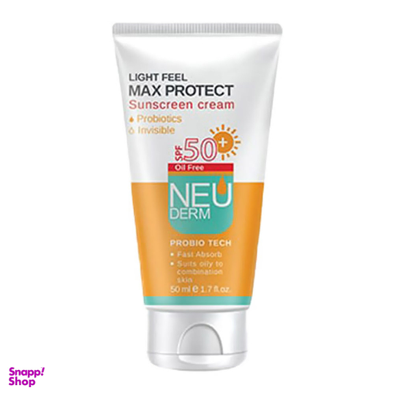 کرم ضد آفتاب نیودرم (Neuderm) مدل مکس پروتکت فاقد چربی با Spf 50 بی رنگ