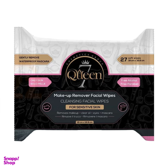 دستمال مرطوب آرایش پاک کن سون کویین (Seven Queen) مناسب پوست حساس بسته 27 عددی