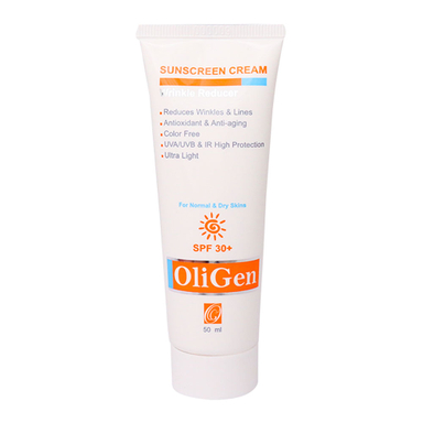 کرم ضد آفتاب و ضد چروک الی ژن (OliGen) مناسب پوست نرمال و خشک با +SPF30 حجم 50 میلی لیتر