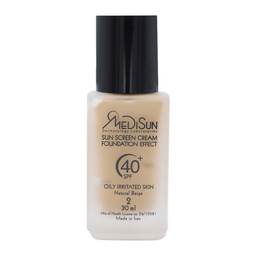 کرم ضد آفتاب کرم پودری فاقد چربی مدیسان (Medisun) مناسب پوست حساس و چرب با SPF40 رنگ بژ طبیعی حجم 30 میلی لیتر