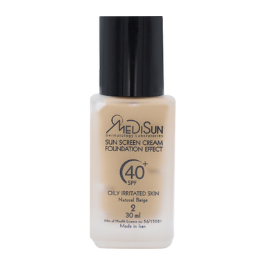 کرم ضد آفتاب کرم پودری فاقد چربی مدیسان (Medisun) مناسب پوست حساس و چرب با SPF40 رنگ بژ طبیعی حجم 30 میلی لیتر