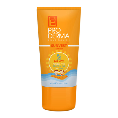 ضد آفتاب مخصوص کودکان پرودرما (Proderma) مدل فاقد جاذبه‌های شیمیایی با SPF35 حجم 40 میلی لیتر