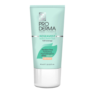 کرم مرطوب کننده پرودرما (Proderma) مناسب پوست معمولی و حساس با SPF40 رنگ بژ روشن حجم 40 میلی لیتر