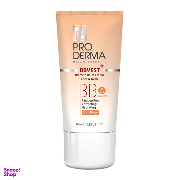 کرم مرطوب کننده پرودرما (Proderma) با SPF40 مناسب پوست چرب و جوش دار رنگ بژ روشن حجم 40 میلی لیتر