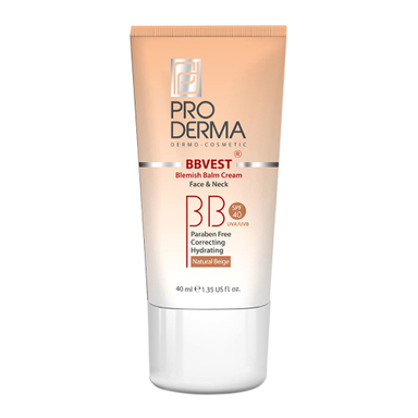 کرم مرطوب کننده پرودرما (Proderma) با SPF40 مناسب پوست چرب و جوش دار رنگ بژ طبیعی حجم 40 میلی لیتر