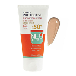 ضد آفتاب نیودرم (Neuderm) با SPF50 رنگی تیره حجم 50 میلی لیتر