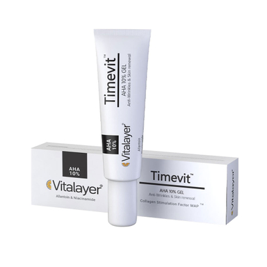 ژل-کرم لایه بردار و جوان کننده Aha10% ویتالیر (Vitalayer) مدل Timevit حجم 30 میلی لیتر