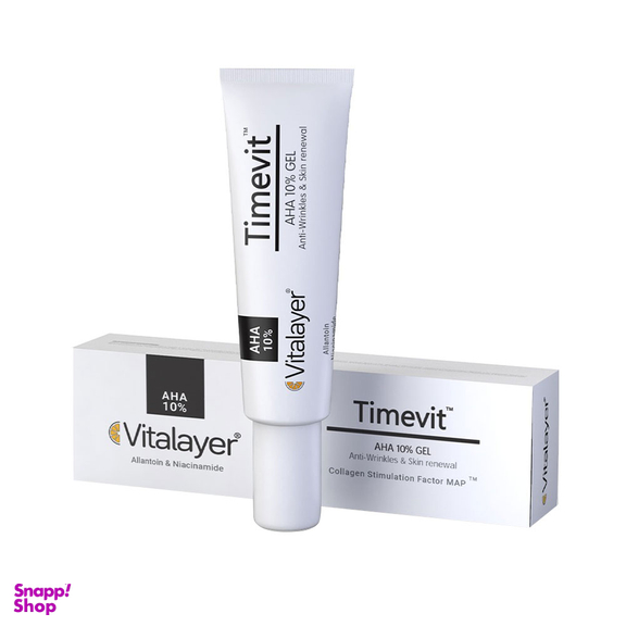 ژل-کرم لایه بردار و جوان کننده Aha10% ویتالیر (Vitalayer) مدل Timevit حجم 30 میلی لیتر