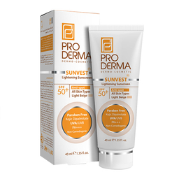 ضد آفتاب ضد لک و روشن کننده +Spf50 پرودرما (Proderma) رنگ بژ روشن حجم 40 میلی لیتر