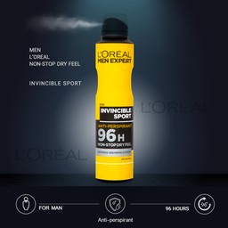 اسپری ضد تعریق مردانه لورآل (Loreal) سری Men Expert مدل Invincible sport حجم 250 میلی‌ لیتر
