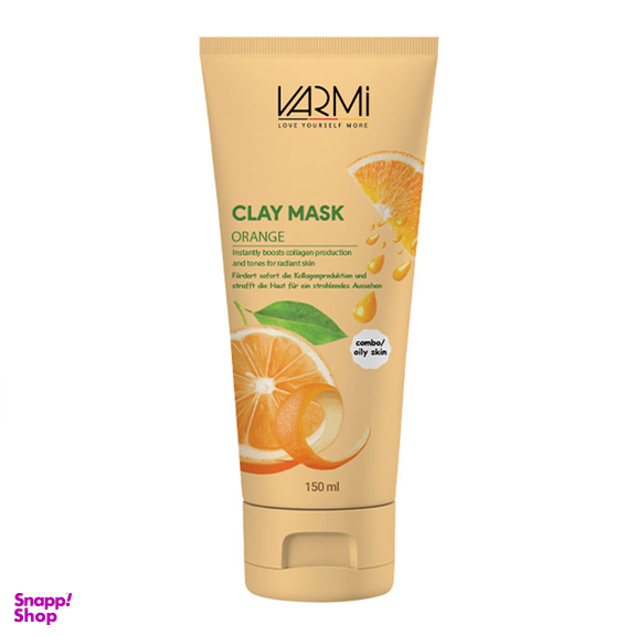 ماسک صورت خاک رسی وارمی (Varmi) مدل Orange حاوی کپسول های ویتامین C حجم 150 میلی لیتر