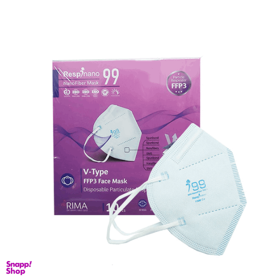 ماسک تنفسی رسپی نانو مدل V-Type N99 رنگ آبی روشن بسته 10 عددی