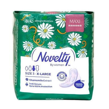 نوار بهداشتی پنبه ای ناولتی (Novelty) مدل مکسی حاوی عصاره بابونه سایز بزرگ