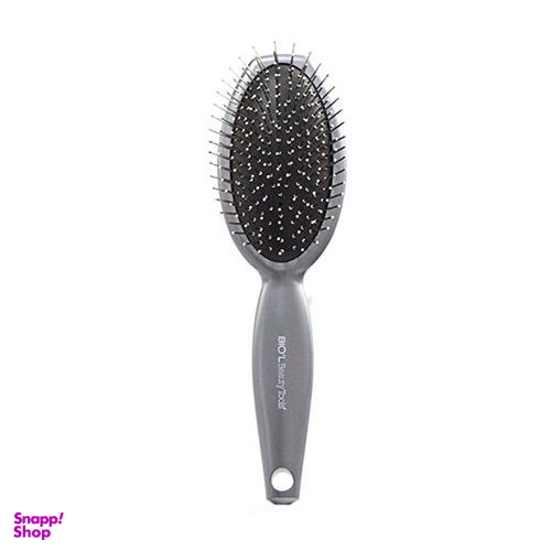 برس مو بیول (Biol) مدل آنتی استاتیک بیضی بزرگ با سوزن SHR فلزی رنگ خاکستری