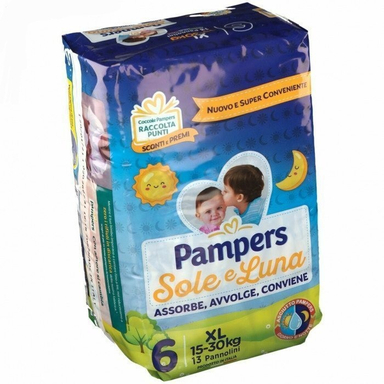 پوشک بچه پمپرز مدل Sole E Luna سایز 6 بسته 13 عددی