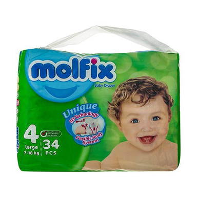 پوشک مولفیکس (Molfix) کد 002 سایز 4 بسته 34 عددی
