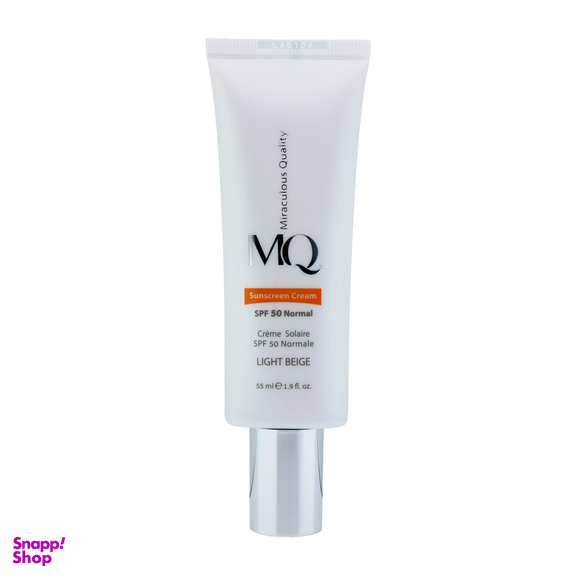 کرم ضد آفتاب Spf50 ام کیو مدل نرمال بی رنگ حجم 55 میلی لیتر
