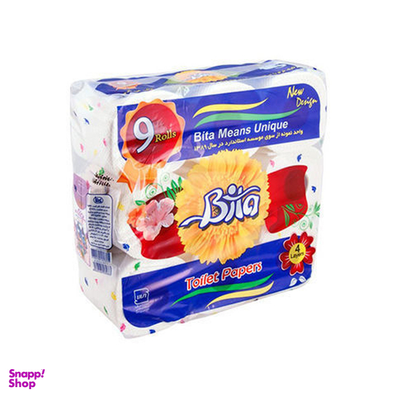 دستمال توالت بیتا مدل چهار لایه بسته 9 عددی