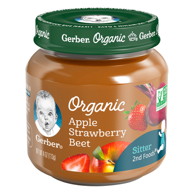 پوره گربر (Gerber) با طعم سیب، توت فرنگی و چغندر