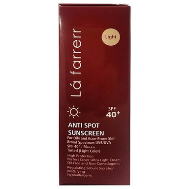 کرم ضدآفتاب رنگی Spf40 پوست چرب لافارر (La Farrerr) مدل ضد لک حجم 40 میلی لیتر