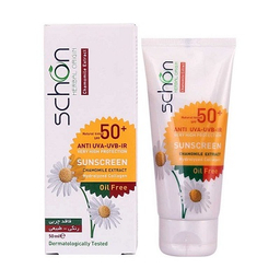 کرم ضد آفتاب Spf50 شون (Schone) مناسب پوست های معمولی تا چرب رنگی طبیعی حجم 50 میلی لیتر