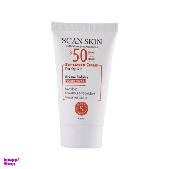 کرم ضدآفتاب Spf50 اسکن اسکین (Scan Skin) فاقد رنگ مناسب پوست خشک حجم 40 میلی لیتر