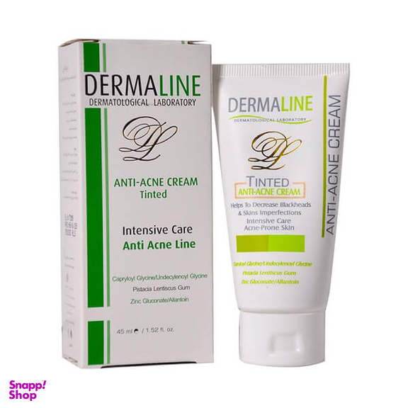 کرم ضد جوش رنگی درمالاین (Dermaline) پوست‌های چرب و جوش‌دار حجم 45 میلی لیتر