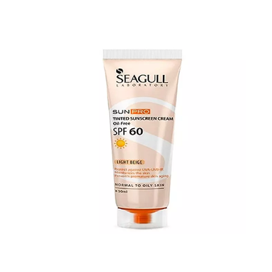 کرم ضد آفتاب رنگی Spf60 سی گل (Seagull) رنگ بژ روشن مناسب پوست معمولی و چرب حجم 50 میلی لیتر