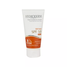 کرم ضد آفتاب Spf 50 فاقد چربی هیدرودرم (Hydroderm) رنگ بژ متوسط مناسب پوست چرب و جوشدار حجم 50 میلی لیتر