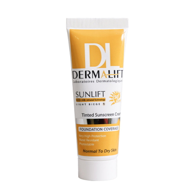 کرم ضد آفتاب رنگی Spf50 درمالیفت (Dermalift) مناسب پوست نرمال تا خشک حجم 40 میلی لیتر