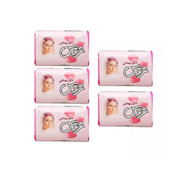 صابون آرایشی عروس (Aroos) رنگ صورتی وزن 75 گرم بسته 5 عددی