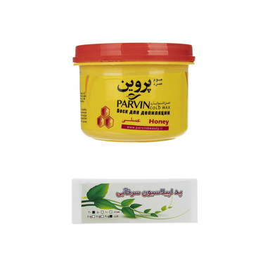 موم سرد پروین (Parvin) مدل Honey وزن 700 گرم به همراه پد اپیلاسیون سرخآبی (Sorkhabi) مدل 02 بسته 30 عددی