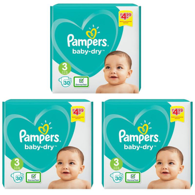 پوشک پمپرز (Pampers) مدل Baby Dry سایز 3 بسته 30 عددی