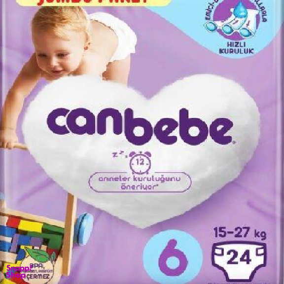 پوشک کودک جان به به (Canbebe) مدل Jumbo Paket سایز 6 بسته 24 عددی