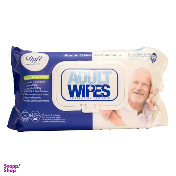 دستمال مرطوب دافی (Dafi) مدل Adult Wipes بسته 100 عددی مجموعه 2 عددی