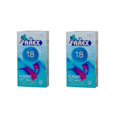کاندوم فارکس (Farex) مدل Classic 18 بسته 12 عددی مجموعه 2 عددی
