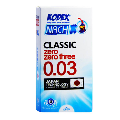 کاندوم بسیار نازک ناچ کدکس (Nach Kodex) مدل Classic Zero Three 0.03 بسته 12 عددی
