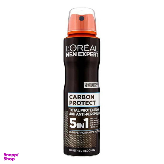 اسپری ضد تعریق مردانه لورآل (Loreal) مدل Carbon protect حجم 150 میلی لیتر