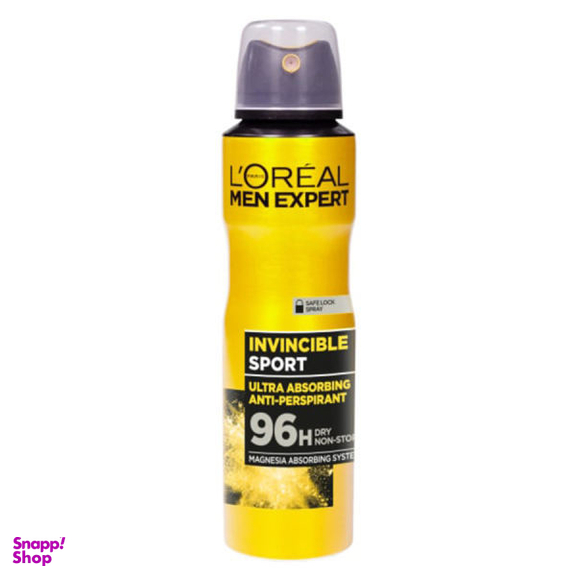 اسپری ضد تعریق مردانه لورآل (Loreal) سری Men Expert مدل Invincible Sport حجم 150 میلی لیتر