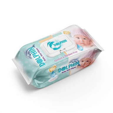 دستمال مرطوب کودک دلفین (Dolphin) کد A78 بسته 120 عددی