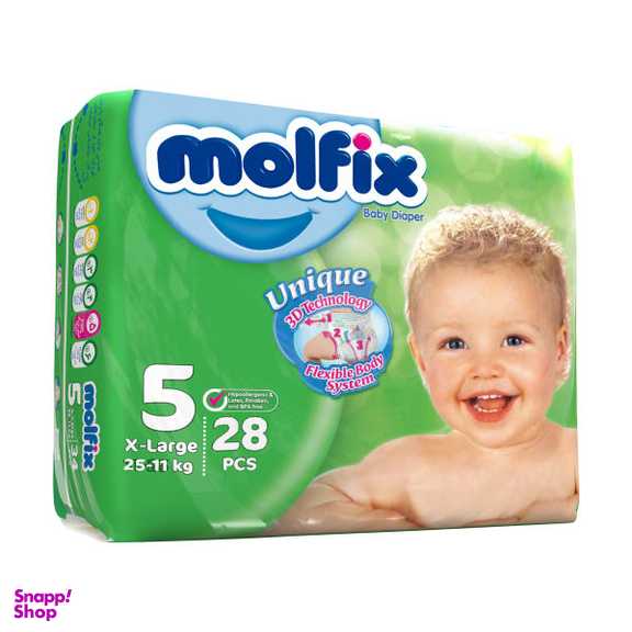 پوشک کودک مولفیکس سایز 5 بسته 28 عددی