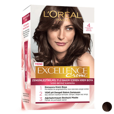کیت رنگ مو لورآل (Loreal) سری Excellence شماره 4 حجم 48 میلی لیتر رنگ قهوه ای